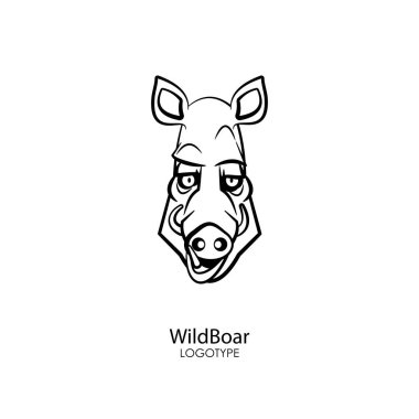 Beyaz bir arka planda komik bir yaban domuzu Başkanı. Sticker, desen, arka plan, duvar dekorasyonu. Vektör Illustration. Karikatür karakter orman ikamet ve bozkır