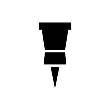 Düz doğrusal tasarım. Pushpin çizgi simgesi, anahat vektör işareti, doğrusal stil piktogram beyaz izole. pin sembolü, logo illüstrasyon çizim. Değiştirilebilir kontur - Vektör