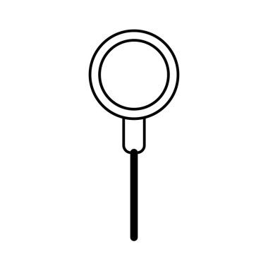 Düz doğrusal tasarım. Büyüteç simgesi. Cambüyü. Araştırma, simge vektörü bulun. Lens, büyüteç, loupe işareti. Mobil konsept ve web tasarımı için doğrusal stil işareti. Arama sembolü illüstrasyon. Vektör