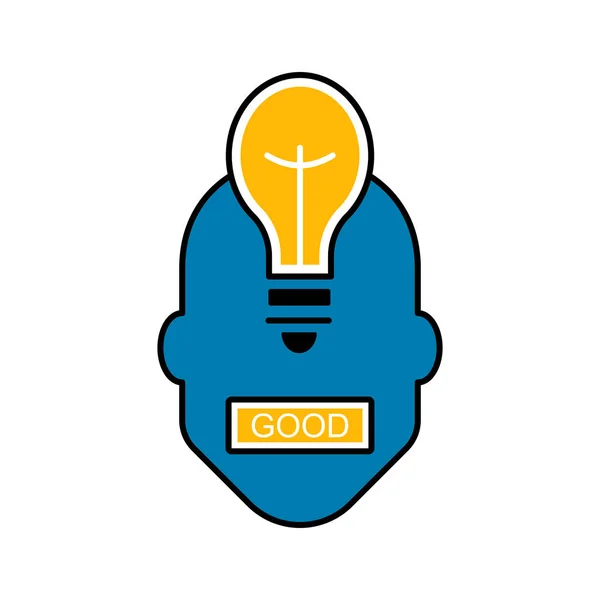 Плоский Значок Лампочки Головы Человека Идея Знак Решение Концепция Мышления — стоковый вектор