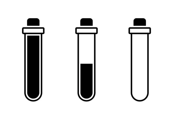 Flat Linear Design Medical Test Tube Icon Closed Test Tube — Stock Vector