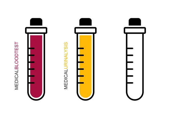 Design Linear Plano Tubo Teste Médico Icon Tubo Teste Fechado — Vetor de Stock