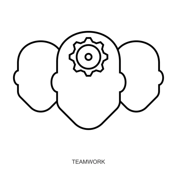 Flaches Lineares Design Teamwork Symbol Für Mobile Anwendungen Websites Und — Stockvektor