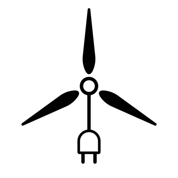 Conception Linéaire Plat Icône Plate Indiquant Utilisation Énergie Éolienne Illustration — Image vectorielle