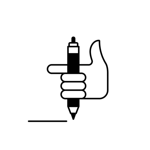 平面线性设计 用于移动应用程序 网站和公众用途的手写图标 矢量插图 手笔和自动笔 将签名放在文档上 — 图库矢量图片