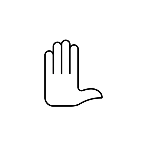 平面线性设计 用于移动应用程序 网站和公众使用的五号手势图标 矢量插图 打开手掌 五根手指击掌 — 图库矢量图片