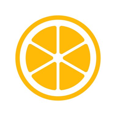 Düz doğrusal tasarım. Uygulamalar, web siteleri ve kamu kullanımı için turuncu meyve simgesi. Bir dilim portakal veya limon. Vektör