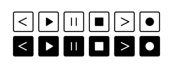 平らな線形設計 アプリケーション ウェブサイトや公共の使用のためのメディアプレーヤーのアイコン ベクトルイラスト コントロールボタン 一時停止 前方および巻き戻し — ストックベクタ