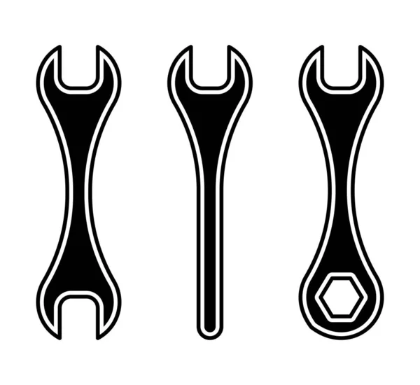 Flat Linear Design Crossed Wrenches Vector Icon Applications Web Sites — Stock Vector