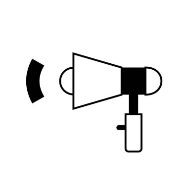 Düz doğrusal tasarım. Uygulamalar, web siteleri ve iş endüstrisi için hoparlör simgesi. Ses simgesi. - Vektör.