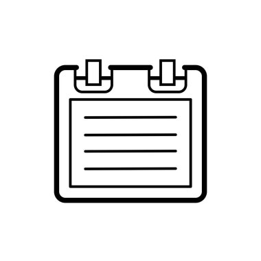 Düz doğrusal tasarım. Uygulamalar, web siteleri için not defteri simgesi. Kağıt çarşaflı çalışma defteri. Kayıt veya not - Vektör.