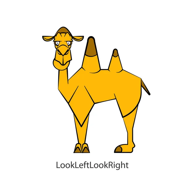 Carácter Dibujos Animados Del Animal Mamífero Divertido Camello Serio Para — Archivo Imágenes Vectoriales