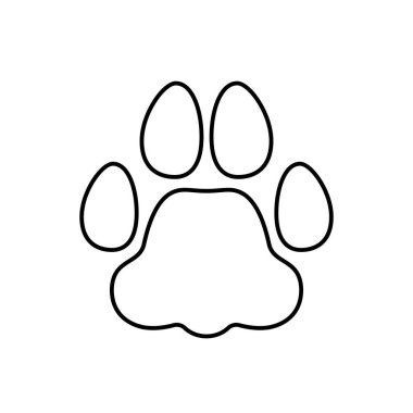 Düz doğrusal tasarım. Sembol, logo, amblem. Uygulamalar, web siteleri ve genel kullanım için iz simgesi. Hayvan Pençe baskı - Vektör