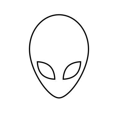 Uygulamalar ve web siteleri için dünya dışı uzaylı yüzü ya da baş sembolü düz simge. Vektör illüstrasyonu.