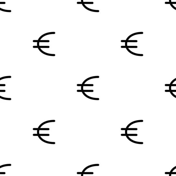 签署欧元无缝模式 白色和黑色硬币与欧元符号 抽象几何形状纹理 纺织品设计模板 矢量插图 — 图库矢量图片