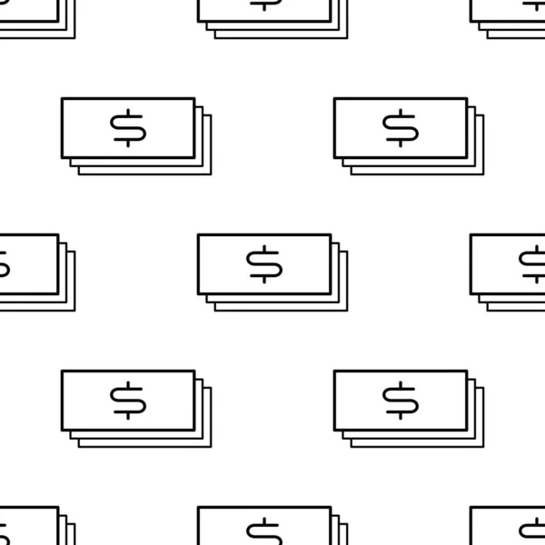 Бумажные Деньги Бесшовная Схема Белая Черная Монета Знаком Доллара Абстрактная — стоковый вектор