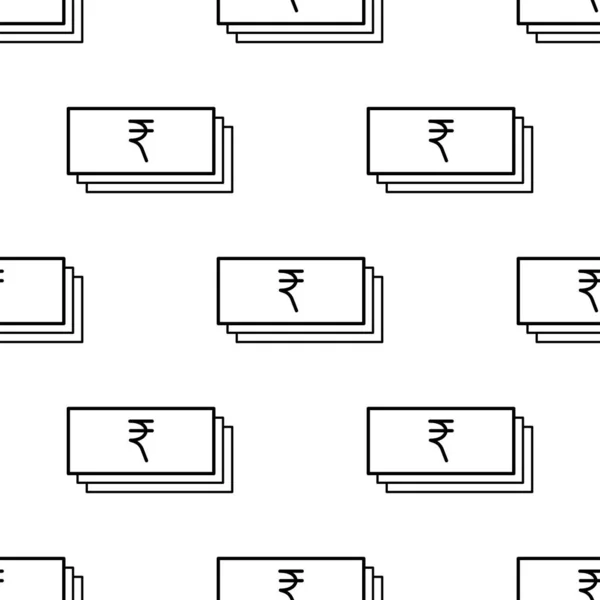 Papiergeld Nahtloses Muster Weiße Und Schwarze Münze Mit Rupie Zeichen — Stockvektor