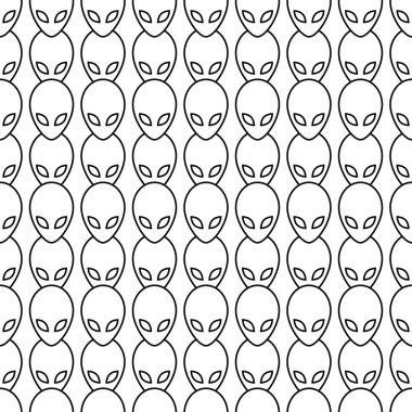 Uzaylılar kusursuz desen. Beyaz ve siyah arka plan. Soyut geometrik şekil dokusu. Duvar kağıtları, sarma, tekstil için tasarım şablonu. Vektör İllüstrasyonu