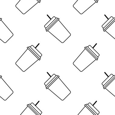 Bir içki sorunsuz desenli kağıt veya plastik bardak. Arka plan. Soyut geometrik şekil dokusu. Duvar kağıtları, sarma, tekstil için tasarım şablonu. Vektör İllüstrasyonu