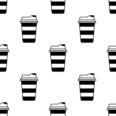 Bir içki sorunsuz desenli kağıt veya plastik bardak. Arka plan. Soyut geometrik şekil dokusu. Duvar kağıtları, sarma, tekstil için tasarım şablonu. Vektör İllüstrasyonu