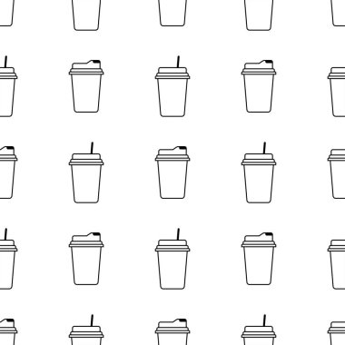 Bir içki sorunsuz desenli kağıt veya plastik bardak. Arka plan. Soyut geometrik şekil dokusu. Duvar kağıtları, sarma, tekstil için tasarım şablonu. Vektör İllüstrasyonu