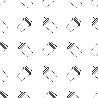 Bir içki sorunsuz desenli kağıt veya plastik bardak. Arka plan. Soyut geometrik şekil dokusu. Duvar kağıtları, sarma, tekstil için tasarım şablonu. Vektör İllüstrasyonu