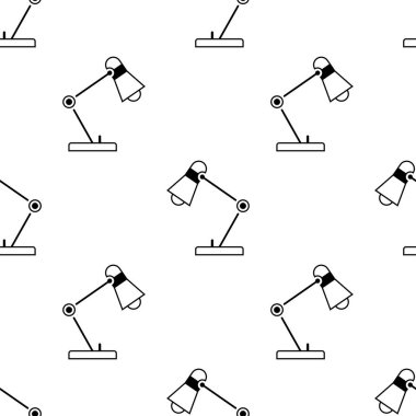 Masa lambası dikişsiz desen. Beyaz ve siyah arka plan. Soyut geometrik şekil dokusu. Duvar kağıdı, sarma, tekstil için tasarım şablonu. Vektör İllüstrasyonu