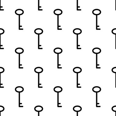 Anahtarlar sorunsuz desen. Beyaz ve siyah arka plan. Soyut geometrik şekil dokusu. Duvar kağıtları, sarma, tekstil için tasarım şablonu. Vektör İllüstrasyonu