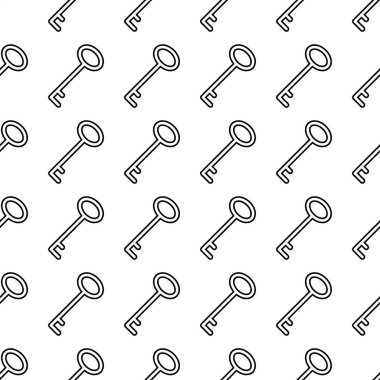 Anahtarlar sorunsuz desen. Beyaz ve siyah arka plan. Soyut geometrik şekil dokusu. Duvar kağıtları, sarma, tekstil için tasarım şablonu. Vektör İllüstrasyonu
