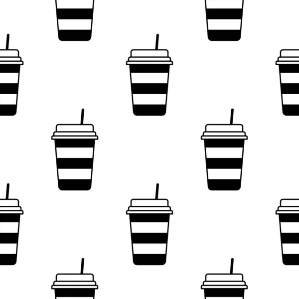 Бумага Пластиковая Чашка Бесшовным Рисунком Напитка Фон Абстрактная Геометрическая Форма — стоковый вектор