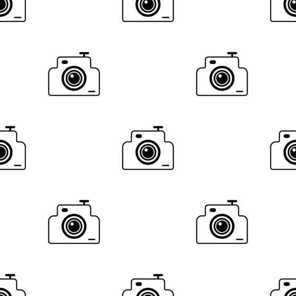 Photo Camera Seamless Pattern White Black Background Abstract Geometric Shape — Stock Vector