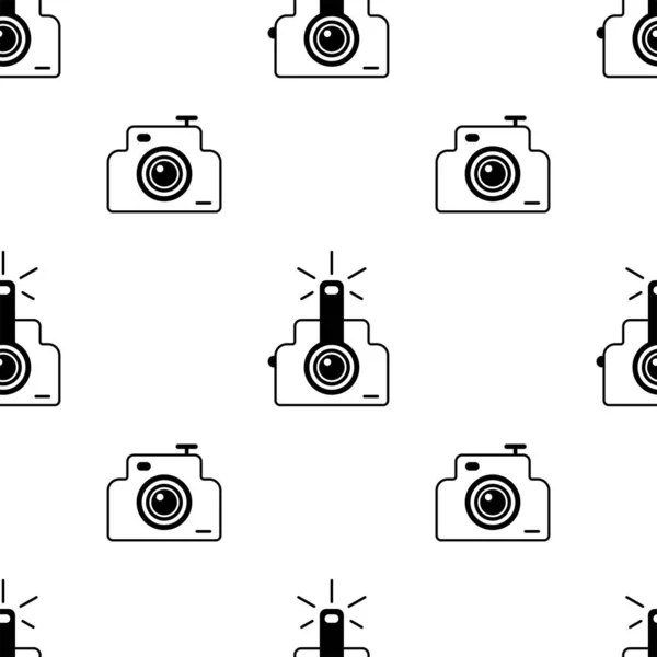 Cámara Fotos Patrón Sin Costuras Fondo Blanco Negro Textura Forma — Vector de stock