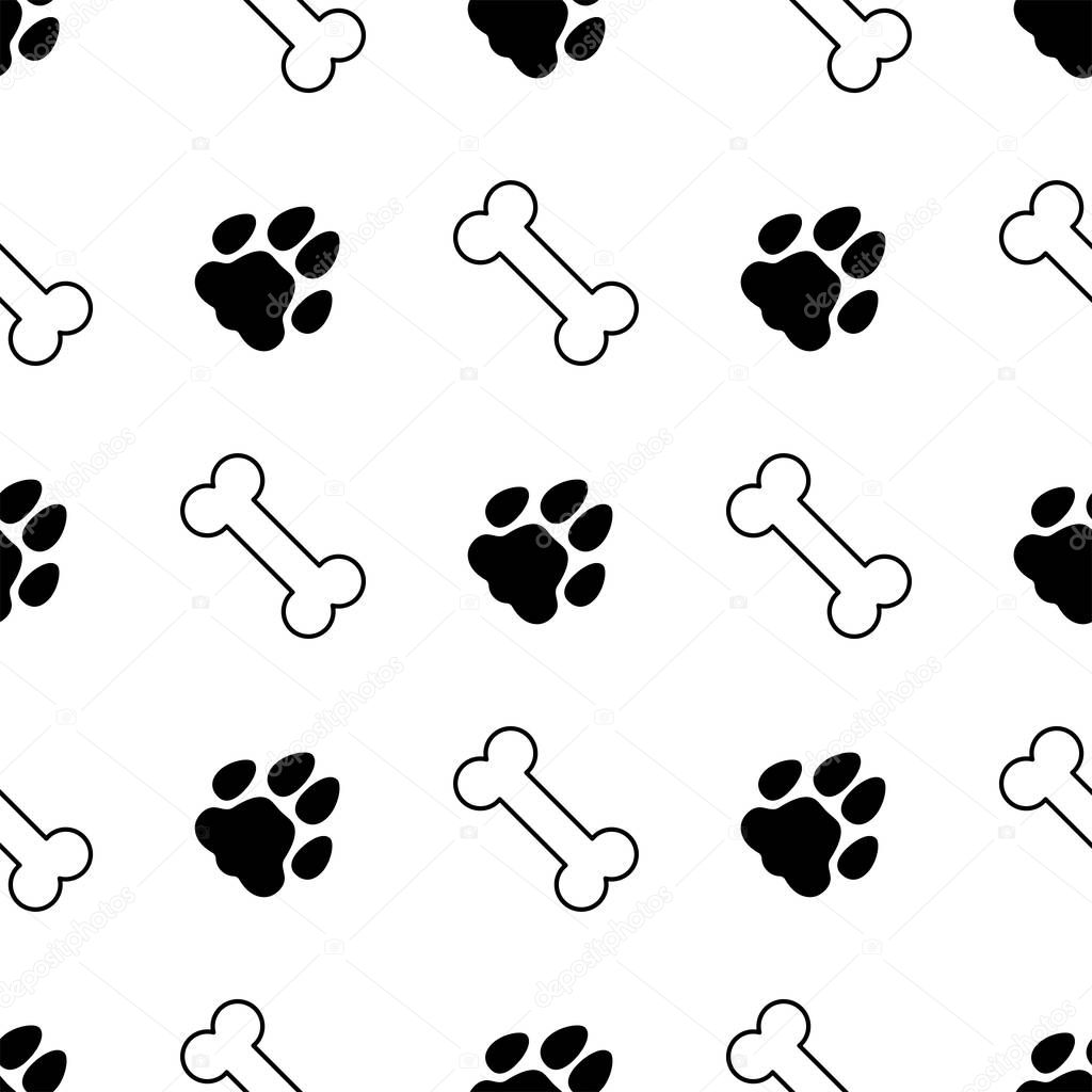 Animal footprint and bone seamless pattern. Background. Abstract geometric shape texture. Design template for wallpapers, wrapping, textile. Vector Illustration