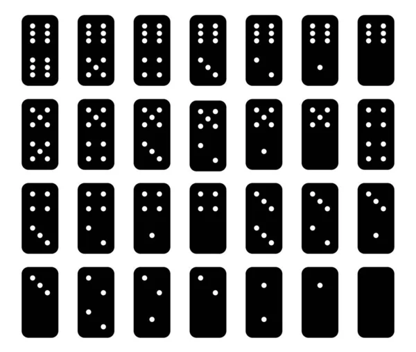 Plochý Lineární Design Sbírka Černých Barev Domino Bílými Skvrnami Dominoes — Stockový vektor