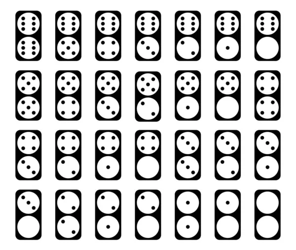 Flaches Lineares Design Kollektion Schwarzer Farbe Dominosteine Mit Weißen Flecken — Stockvektor