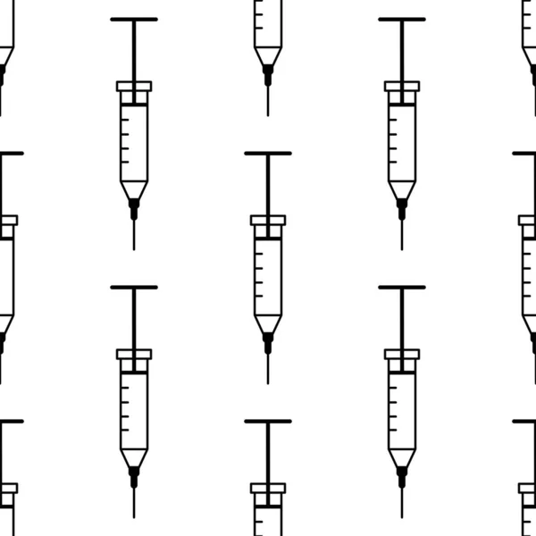 Tıbbi Şırınga Simgesi Dikişsiz Desen Arka Plan Vektör Çizimi — Stok Vektör