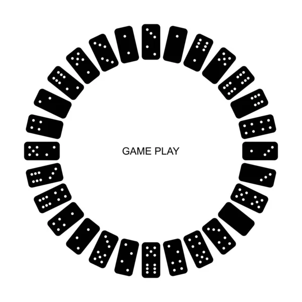 Círculo Dominó Cayendo Aislado Sobre Fondo Blanco Ilustración Del Esquema — Vector de stock