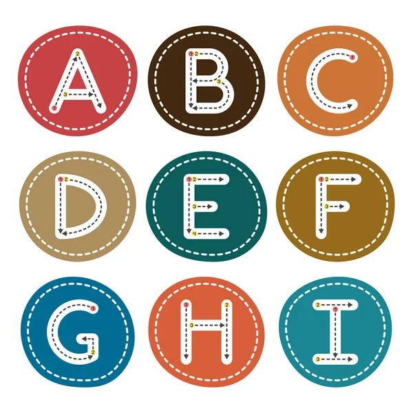 English Alphabet Card Set Children Development Education Vector Illustration Part — Stock Vector