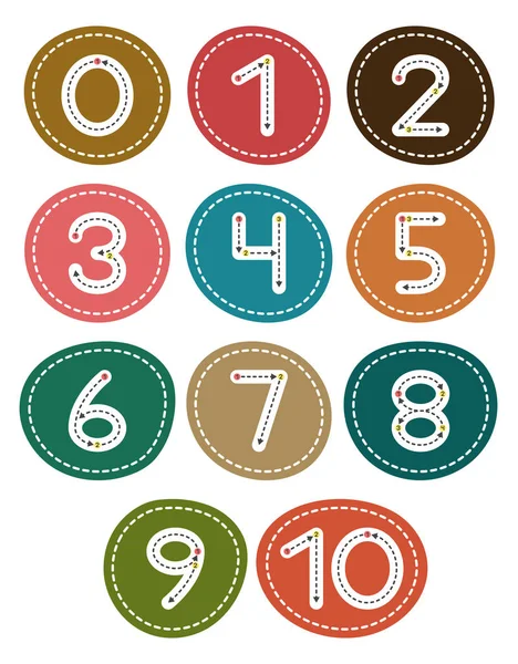 一组数字 从零到九的数字 一套用于儿童发展和教育的卡片 矢量插图 — 图库矢量图片