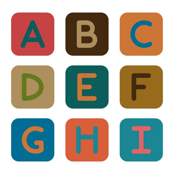 English Alphabet Card Set Children Development Education Vector Illustration — Stock Vector
