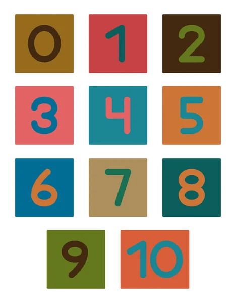 Learning Count Ten Set Numbers Numbers Zero Nine Card Set — Stock Vector