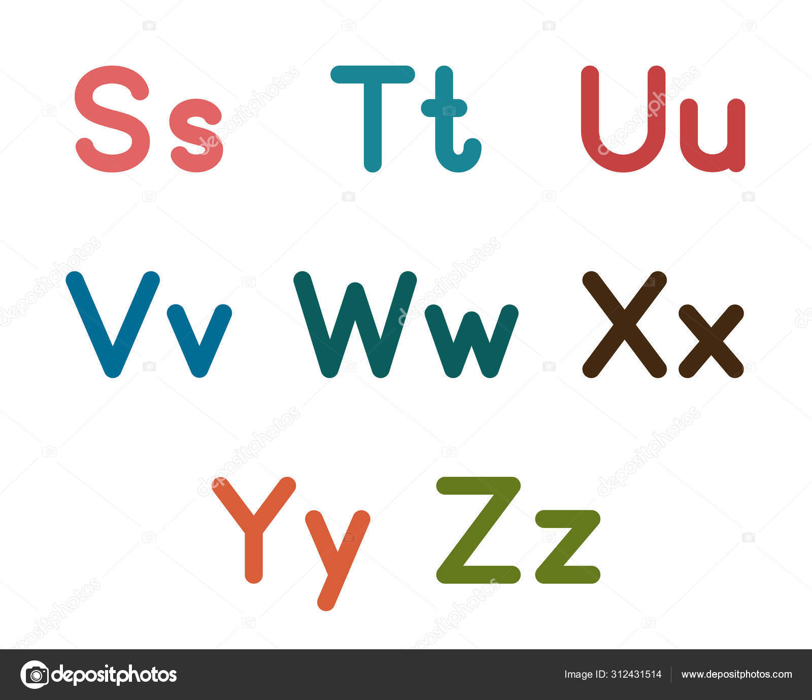 English Alphabet Card Set Children's Development Education Vector