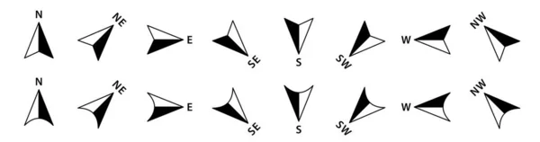 Kompaktní Ikony Kurzoru Šipka Směrem Kardinálním Bodům Izolované Vektorové Prvky — Stockový vektor