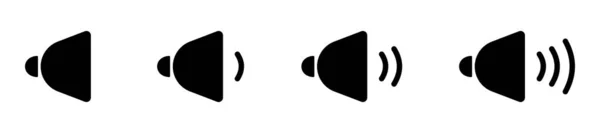 Плоский Лінійний Дизайн Набір Піктограм Гучності Чорні Піктограми Рівня Звуку — стоковий вектор
