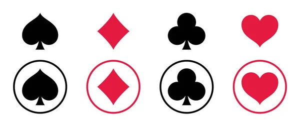 Flat Design Set Casino Playing Card Symbols Vector Illustration — Stock Vector