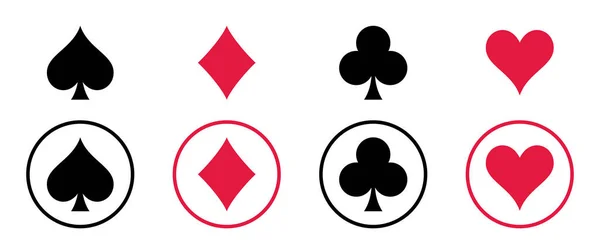 Flat Design Set Casino Playing Card Symbols Vector Illustration — Stock Vector