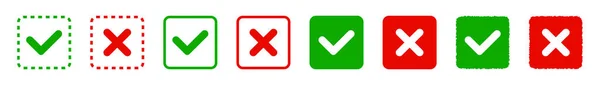 Marca Verificación Iconos Cruz Roja Elementos Vectoriales Aislados — Vector de stock