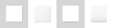 Kare şeklinde gölgeli beyaz kağıt çarşaflar. İzole vektör ögeleri.