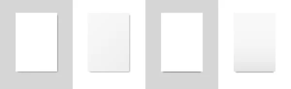 Набор Белых Бумажных Листов Тенью Прямоугольной Формы Формата Изолированные Векторные — стоковый вектор