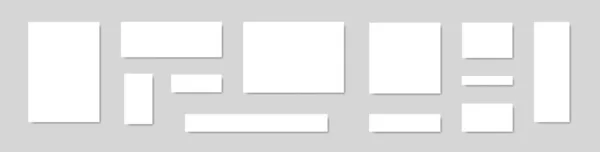 Набор Белых Бумажных Листов Тенью Разных Размерах Форматах Изолированные Векторные — стоковый вектор